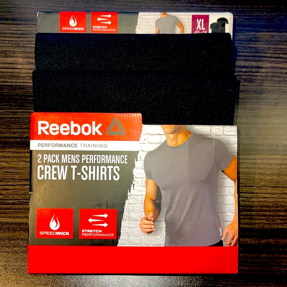 Reebok Performance Training 2 Pack Men’s Performance Crew T-shirts size XL